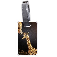 Baby Giraffe And Mom Under The Moon Luggage Tag (one Side)