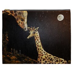 Baby Giraffe And Mom Under The Moon Cosmetic Bag (xxxl) by rokinronda