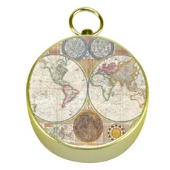 1794 World Map Gold Compass