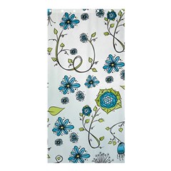 Blue Whimsical Flower On Blue Shower Curtain 36  X 72  (stall) by Zandiepants