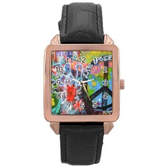 Prague Graffiti Rose Gold Leather Watch 