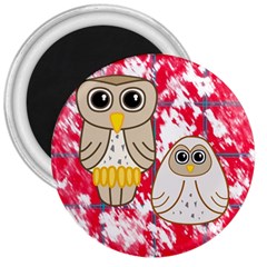 Two Owls 3  Button Magnet by uniquedesignsbycassie