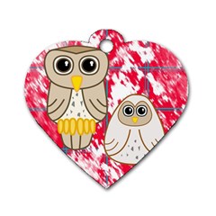 Two Owls Dog Tag Heart (two Sided)