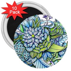 Peaceful Flower Garden 3  Button Magnet (10 Pack)