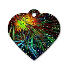 Exploding Fireworks Dog Tag Heart (one Sided)  by StuffOrSomething