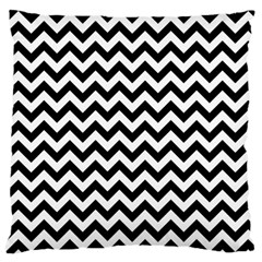 Black And White Zigzag Large Cushion Case (two Sided)  by Zandiepants