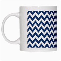 Dark Blue And White Zigzag White Coffee Mug by Zandiepants