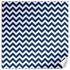 Dark Blue And White Zigzag Canvas 20  X 20  (unframed) by Zandiepants