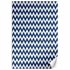 Dark Blue And White Zigzag Canvas 20  X 30  (unframed) by Zandiepants