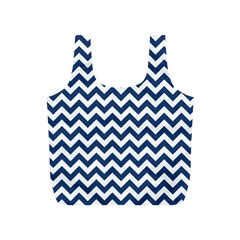 Dark Blue And White Zigzag Reusable Bag (s) by Zandiepants