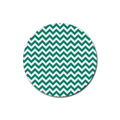 Emerald Green And White Zigzag Drink Coaster (round) by Zandiepants