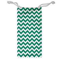 Emerald Green And White Zigzag Jewelry Bag by Zandiepants