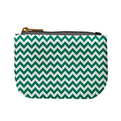 Emerald Green And White Zigzag Coin Change Purse by Zandiepants