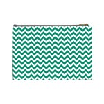 Emerald Green And White Zigzag Cosmetic Bag (Large) Back