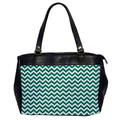 Emerald Green And White Zigzag Oversize Office Handbag (one Side)