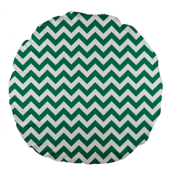 Emerald Green And White Zigzag 18  Premium Round Cushion 