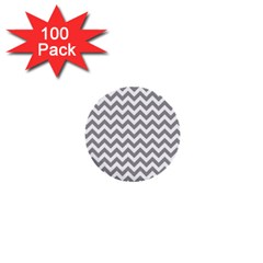 Grey And White Zigzag 1  Mini Button (100 Pack) by Zandiepants