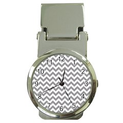Grey And White Zigzag Money Clip With Watch by Zandiepants
