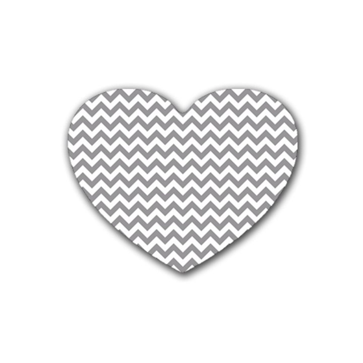 Grey And White Zigzag Drink Coasters (Heart)