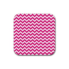 Hot Pink And White Zigzag Drink Coaster (square) by Zandiepants