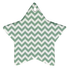 Jade Green And White Zigzag Star Ornament (two Sides) by Zandiepants