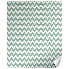 Jade Green And White Zigzag Canvas 16  X 20  (unframed) by Zandiepants