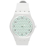 Jade Green And White Zigzag Plastic Sport Watch (Medium) Front