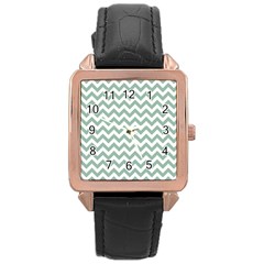 Jade Green And White Zigzag Rose Gold Leather Watch 