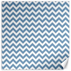 Blue And White Zigzag Canvas 16  X 16  (unframed) by Zandiepants