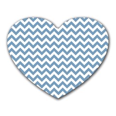 Blue And White Zigzag Mouse Pad (heart) by Zandiepants