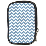 Blue And White Zigzag Compact Camera Leather Case Front