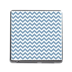 Blue And White Zigzag Memory Card Reader With Storage (square) by Zandiepants