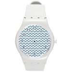 Blue And White Zigzag Plastic Sport Watch (Medium) Front