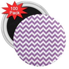 Lilac And White Zigzag 3  Button Magnet (100 Pack) by Zandiepants