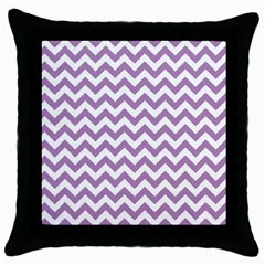 Lilac And White Zigzag Black Throw Pillow Case by Zandiepants