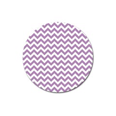 Lilac And White Zigzag Magnet 3  (round) by Zandiepants