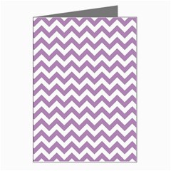 Lilac And White Zigzag Greeting Card by Zandiepants