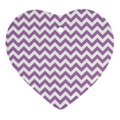 Lilac And White Zigzag Heart Ornament (two Sides) by Zandiepants