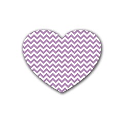 Lilac And White Zigzag Drink Coasters 4 Pack (heart)  by Zandiepants