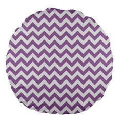 Lilac And White Zigzag 18  Premium Round Cushion  by Zandiepants