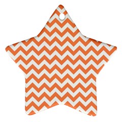 Orange And White Zigzag Star Ornament by Zandiepants