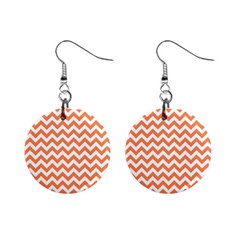 Orange And White Zigzag Mini Button Earrings by Zandiepants