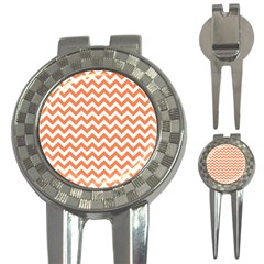 Orange And White Zigzag Golf Pitchfork & Ball Marker by Zandiepants