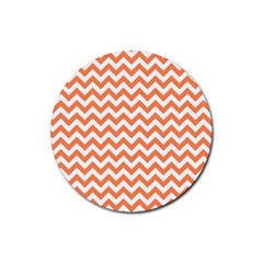 Orange And White Zigzag Drink Coaster (round) by Zandiepants