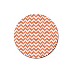 Orange And White Zigzag Drink Coasters 4 Pack (round) by Zandiepants