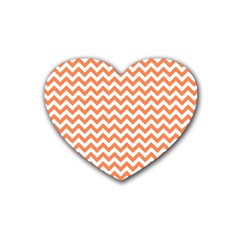 Orange And White Zigzag Drink Coasters (heart) by Zandiepants