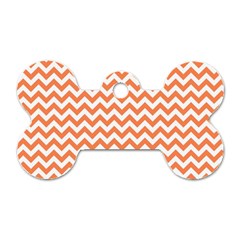 Orange And White Zigzag Dog Tag Bone (one Sided) by Zandiepants