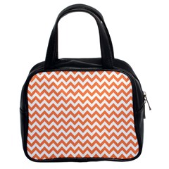 Orange And White Zigzag Classic Handbag (two Sides) by Zandiepants