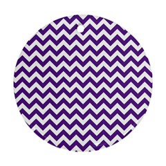 Purple And White Zigzag Pattern Round Ornament by Zandiepants