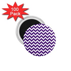 Purple And White Zigzag Pattern 1 75  Button Magnet (100 Pack) by Zandiepants